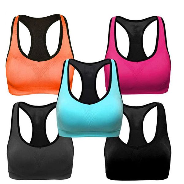 

yoga outfit 40# 5pc seamless high impact sports bra with removable cups support pink workout back cutout activewear