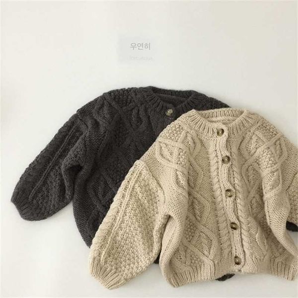 

spring autumn korean style baby boys girls sweater mohair children cardigan kids winter outerwear coat 211106, Blue