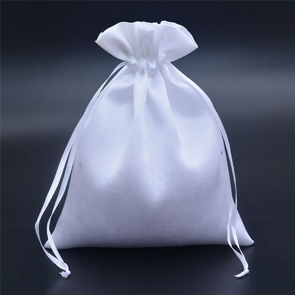 

new satin fabric white color drawstring bags gift organizer multicolor package bags gift pouches cloth wedding gifts business promotion bags, Blue;pink