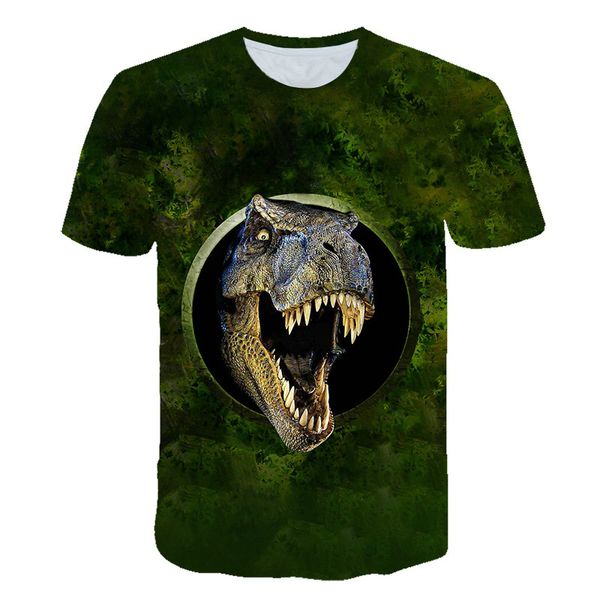 

2020 new summer t-shirt boys and girls 3d dinosaur t-shirt children cartoon fashion animation short sleeve t-shirt, Blue