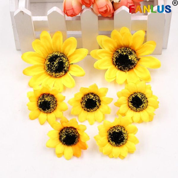 

decorative flowers & wreaths 10pcs/lot chrysanthemum wedding party decorations diy artificial sunflowers head simulation of high-quality