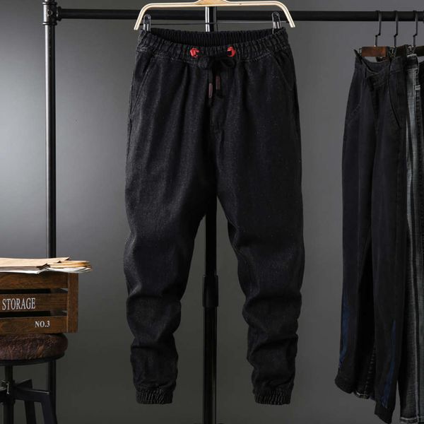 

ins autumn and winter casual loose legged jeans men's black stretch handsome long pants youth versatilewinter, Blue