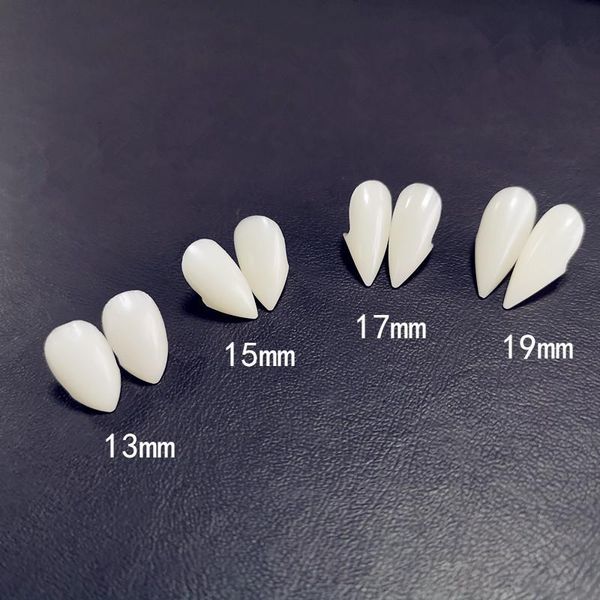 

party masks 2pcs 13/15/17mm vampire teeth zombie ghost devil dentures fangs canine fake tooth with case halloween cosplay prop toy