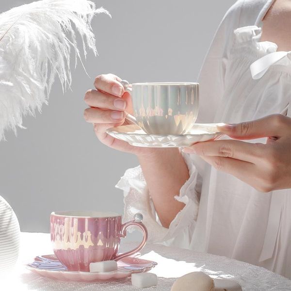 

mugs nordic style creative set pearl with saucer home office ceramic coffee mug goddess simple luxury milk tea cups cute gift