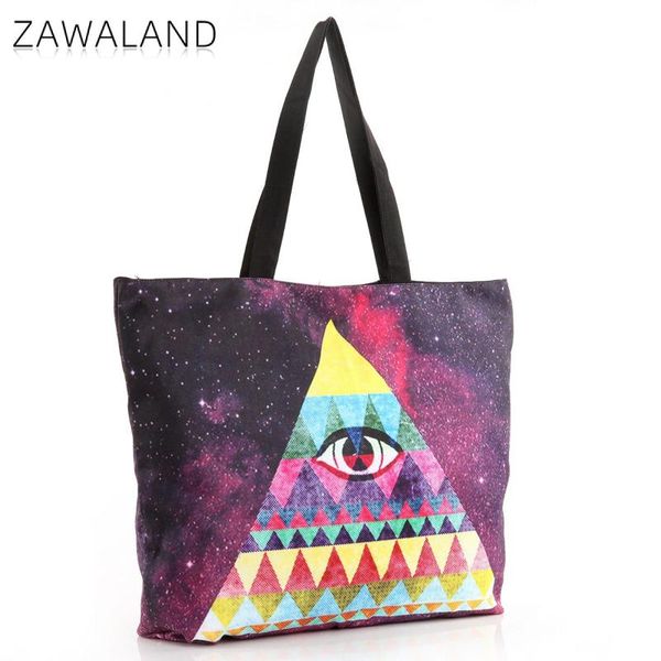

duffel bags zawaland cool starry eye women handbag zip cross-shoulder bag female student book storage handle party travel totes