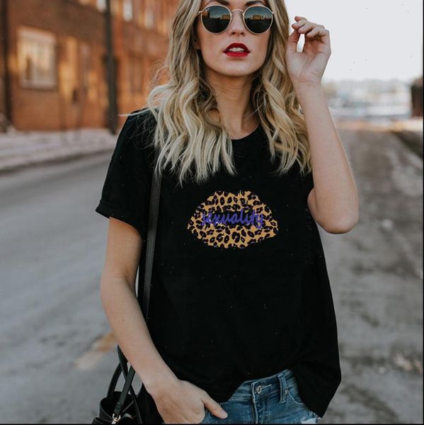 

leopard lip print t shirt women short sleeve o neck tshirt 2021 summer women tee shirt camisetas mujer, White