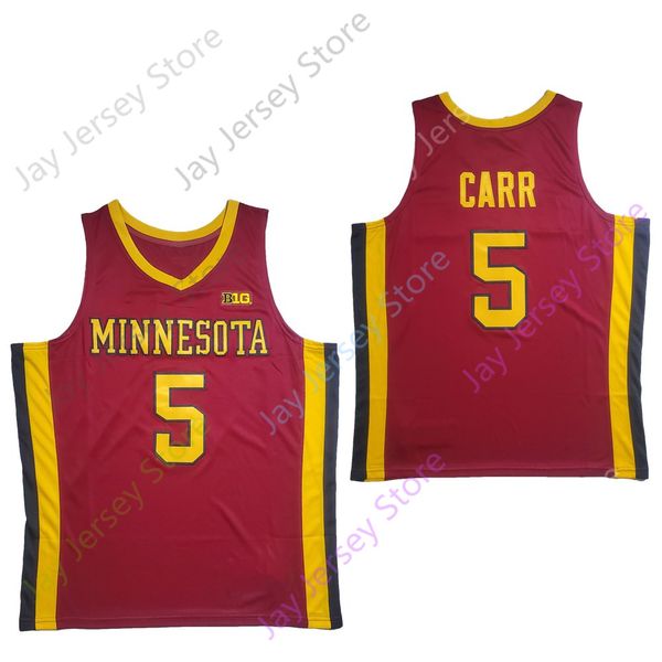 

ncaa college basketball jersey minnesota 5 marcus carr size s-3xl, Black