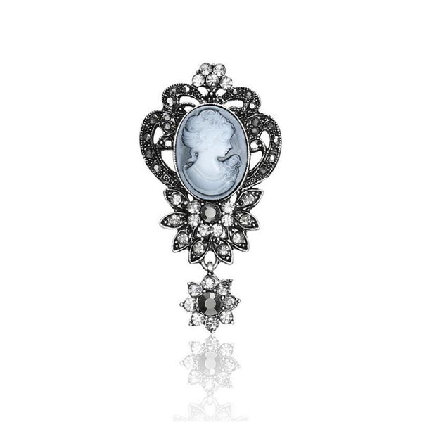

pins, brooches vintage elegant style victorian retro cameo crystal brooch garment fashion jewelry accessory gift 3pcs, Gray