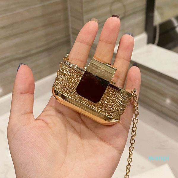 

designer- women gold silver metal crossbody bag handmade wireless bluetooth headset box shoulder handbags mini earphone case