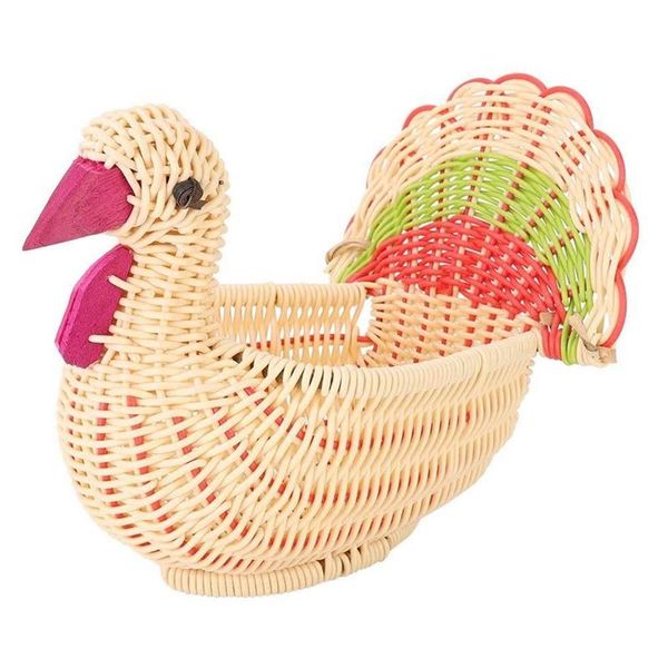 

storage baskets cute rattan mini turkey-shape deskbasket hand-woven for practical uses home decoration desk ornaments
