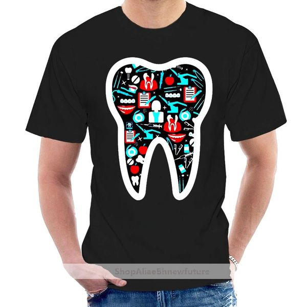 

dentist t shirt funny molar tee with dental icons shirts summer short sleeve novelty male teeshirt summer tees man @009132, White;black