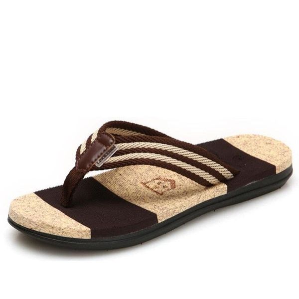

slippers men flip flops summer beach sandals for flats non-slip shoes, Black