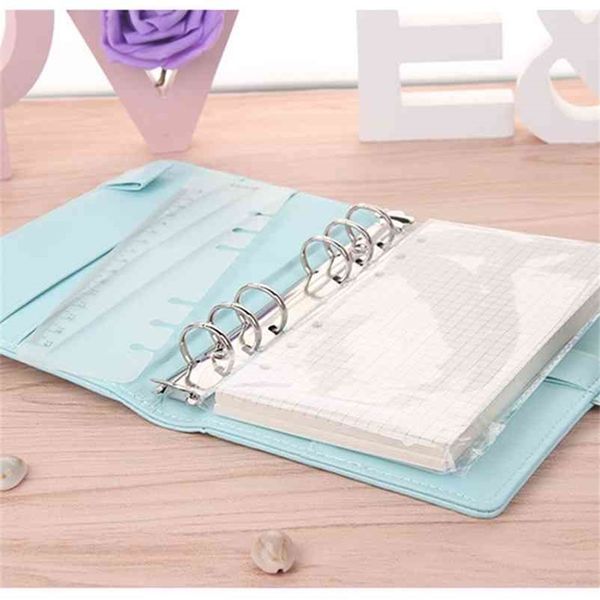 Bonito A5 / A6 Leaf Lote Folha Refill Capa de Notebook Spiral Binder Macaron Cor Kawaii Planejador Planejador Substituição 210611