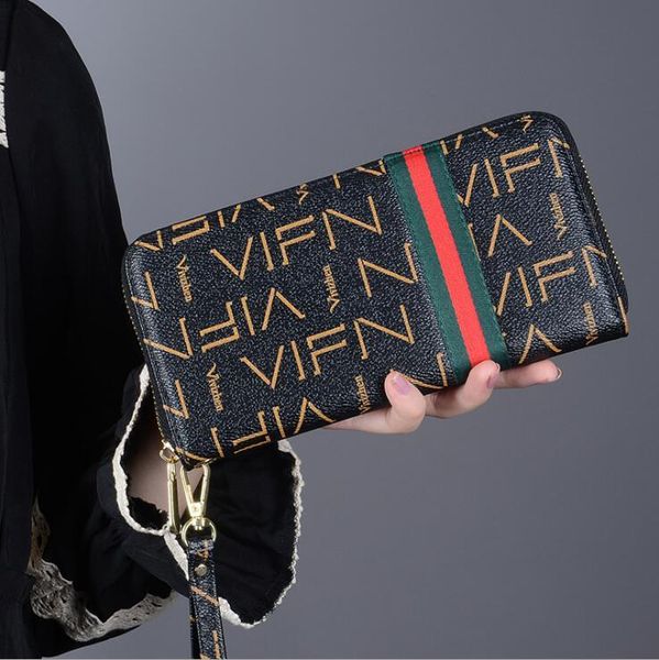 

factory wholesale women handbag fashion printed long wallet elegant atmosphere contrast leather women hand bag street trend printed leather, Red;black