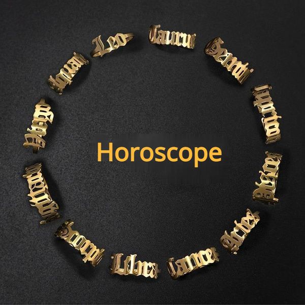 12 anelli di banda Custell in acciaio inossidabile anelli di caricina dell'oroscopio oro per donne gioielli di moda volontà e sabbi