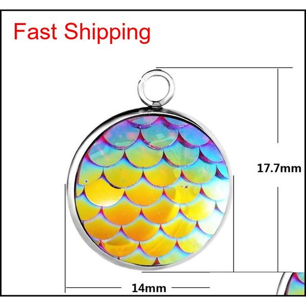 

14mm stainless steel mermaid scale charms for jewelry necklace making diy 12 colors fi jllrcs dayupshop, Silver