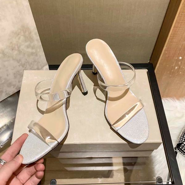 

Sandals For Women High Heels Slipper Selegant Transparent White Color Chaussures Party Occupation Sexy Sandal Silver Heel Height 8 Cm Shoes Size 4-10us, All black