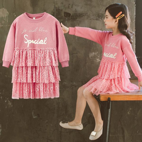 

2021 new girl pink clothing sweaters casual fall long sleeve in layers design clothes for girls age 8-12y lvpq, Black