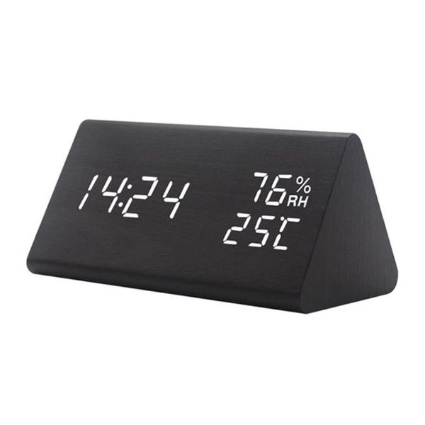 

other clocks & accessories digital led wooden alarm clock despertador triangle bedroom backlight adjustable brightness table decor voice con