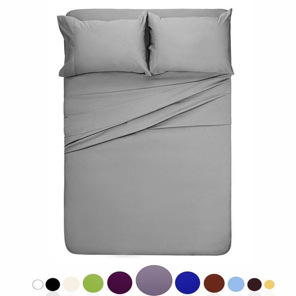 

bedding sets bed sheet set brushed microfiber 3 or 4 piece flat fitted and pillowcase twin full  king cal kin