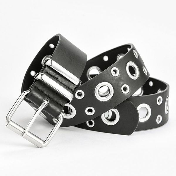 

belts casual women fashion punk chicken eye buckle full hole trouser belt pin decorative hollow ladies, Black;brown