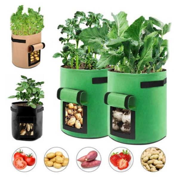 Vasi per fioriere Borsa da giardino in tessuto Grow Bed Contenitore per piantare Borse per la coltivazione Vaso per fioriera traspirante per vivaio di piante