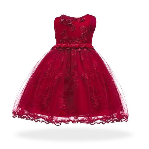 

girl's dresses flower girls children lace tulle dress for wedding party communion ball gown fromal kids clothes vestido, Red;yellow