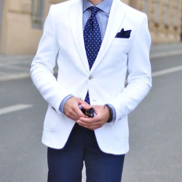 

men's suits & blazers (jacket+pants) 2021 tailor-made fashion gentleman white blazer slim fit groom tuxedo for wedding dress dinner par, White;black