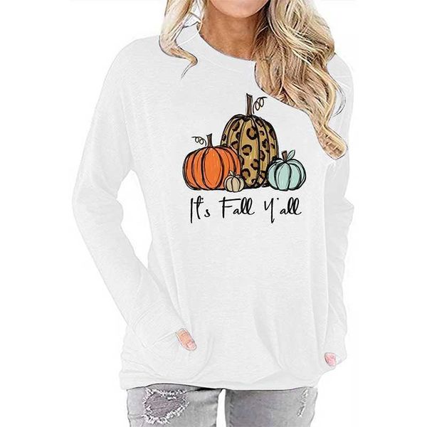 

hoodieswomen's pocket sweater halloween pumpkin print round neck long sleeve t-shirt, Black