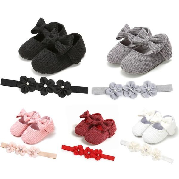

first walkers autumn baby girls shoes bow casual bowknot princess flower headwear headband pography props girl infants set