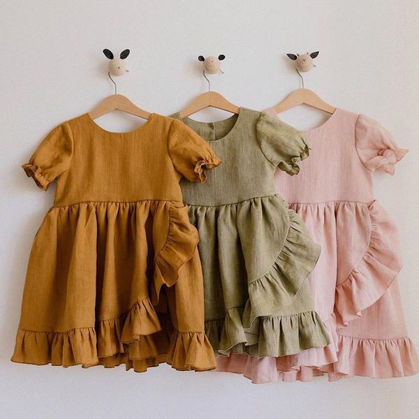

girl's dresses melario linen baby summer girls clothes princess dress 1st birthday party girl cute infant toddler clothing, Red;yellow