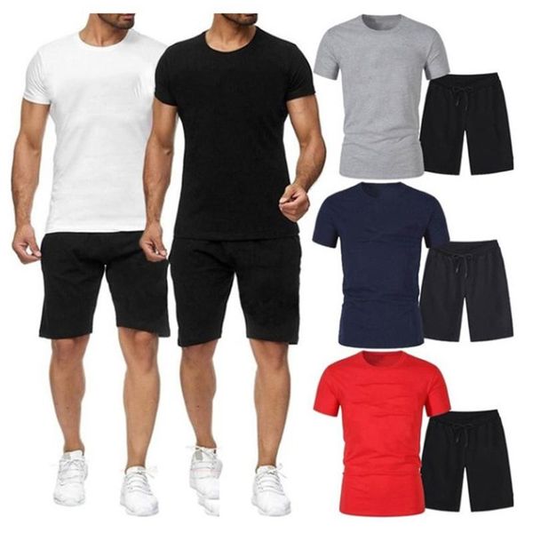 

2021 summer tracksuit men short sleeve t shirt quick drying shorts 2 pieces sets mens clothing casual sportswears letter print, Gray