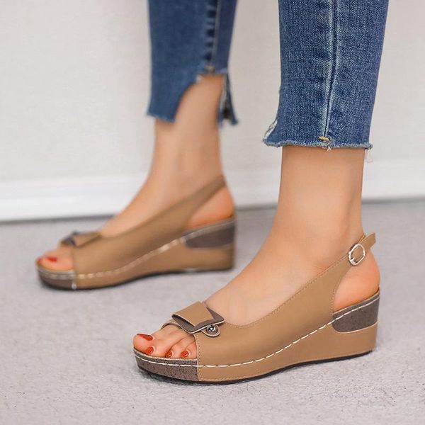 

summer women sandals fashion rome casual women wedges sandals pumps ankle buckle open toe fish mouth shoes sandalias de mujer, Black