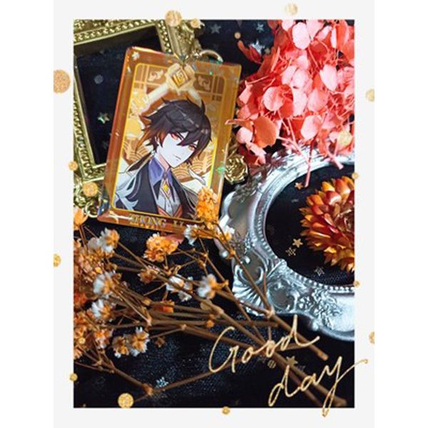 

keychains anime keychain genshin impact zhongli acrylic keyring strap figure accessories hanging 6cm, Silver