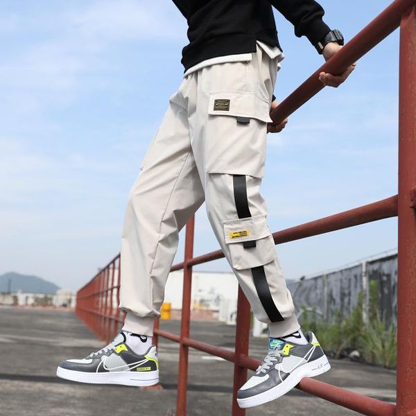 

men's pants 2021 black cargo male joggers fashion casual streetwear trousers hip hop side pockets harem