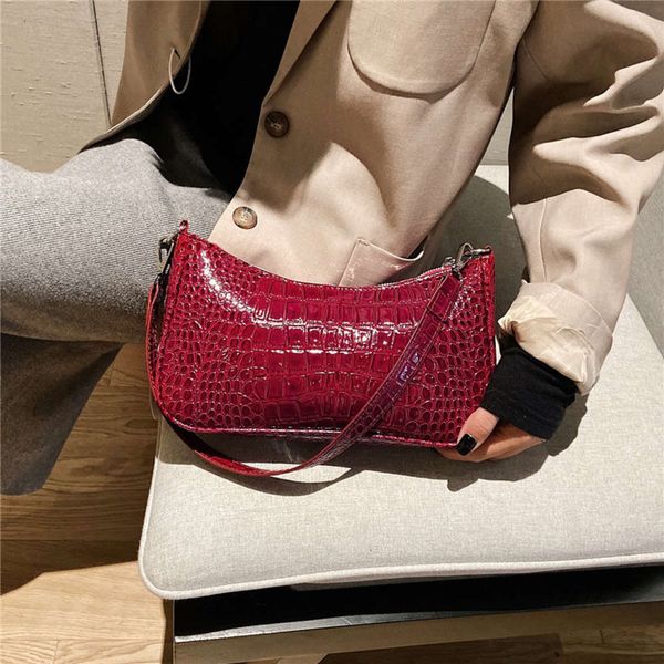 

hbp fashion 2021 new underarm satchel crocodile pattern hand bag