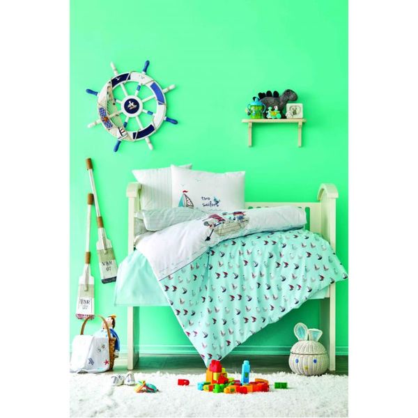 

bedding sets rover blue 100% cotton baby duvet cover set / made in turkey