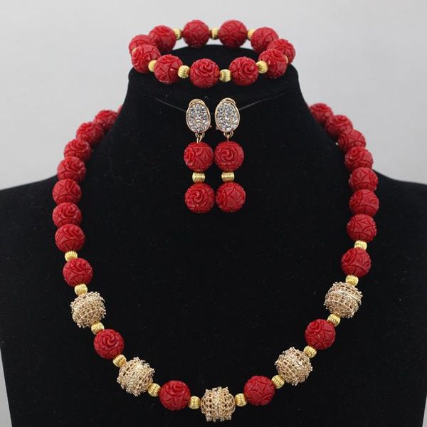 

red coral necklace earrings bracelet set jewelry sets latest hx970, Silver