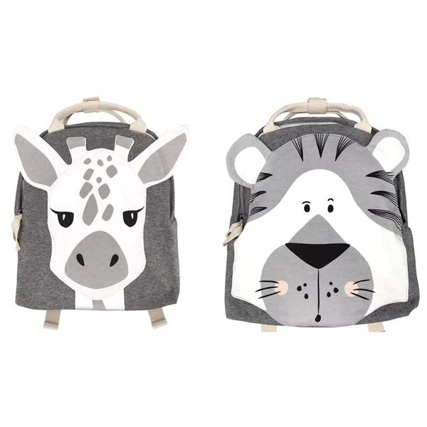 

backpack 2pc children toddler kids school bag for baby cute boy girl light bag, tiger & giraffe