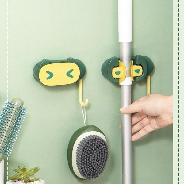 

hooks & rails household mop storage hook bathroom punch-sticker sticky home clip holder rack organizer clips hanging