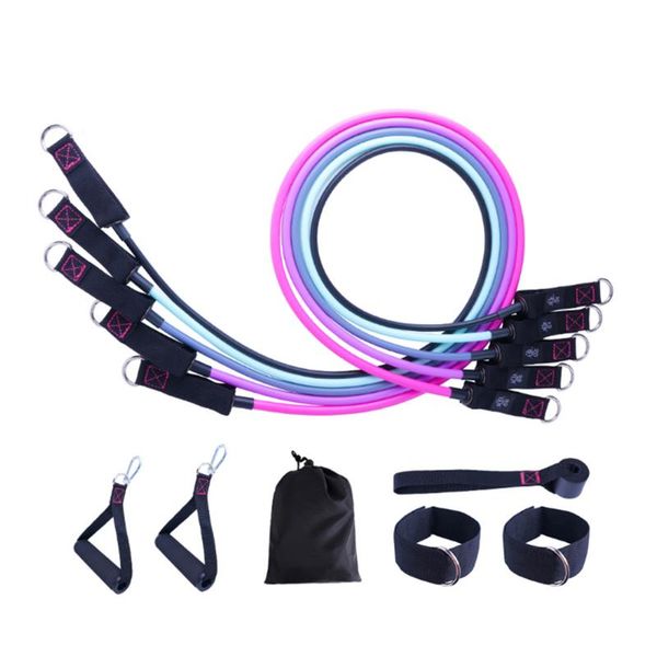 

resistance bands band set (11 pieces) for physical therapy training, home practice yoga with door anchor handle ankle strap