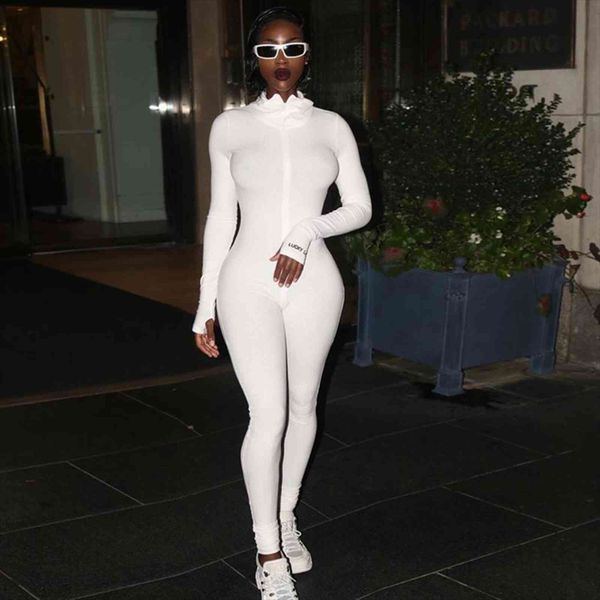 

lucky label plus black white women rompers long sleeve casual skinny turtleneck sport bodysuit two piece set