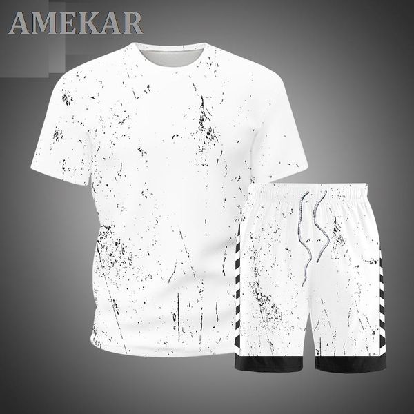 

men's tracksuits tracksuit for men summer shorts sets short sleeve t-shirt and casual clothing mens sports wear gym sweat suits, Gray