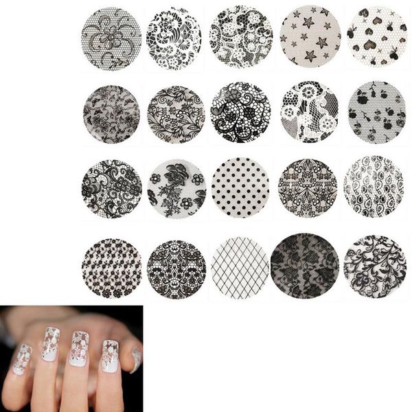 

false nails lace flower design nail art foils transfer decals 20pcs/pack, Red;gold