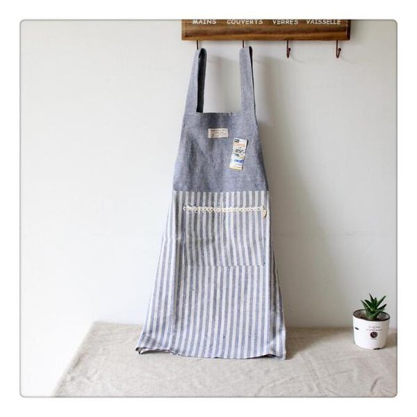 

aprons yarn-dyed striped cloth, cotton, linen and suspender apron, korean fashion couples home daily use