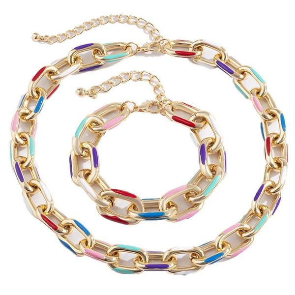 

chains punk thick aluminium couple bracelets printed clavicle necklaces short choker necklace hip hop, Silver