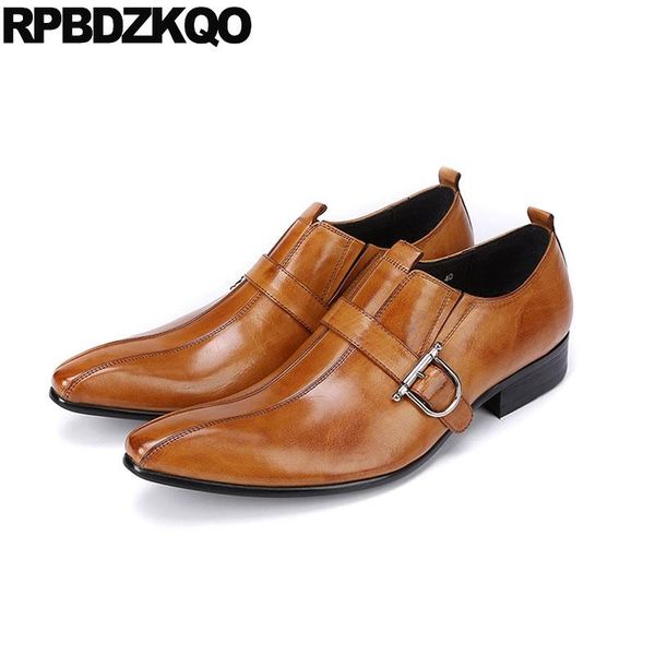 

dress shoes pointed toe monk strap black luxury office elegant wedding formal european oxfords italian brown men with buckled