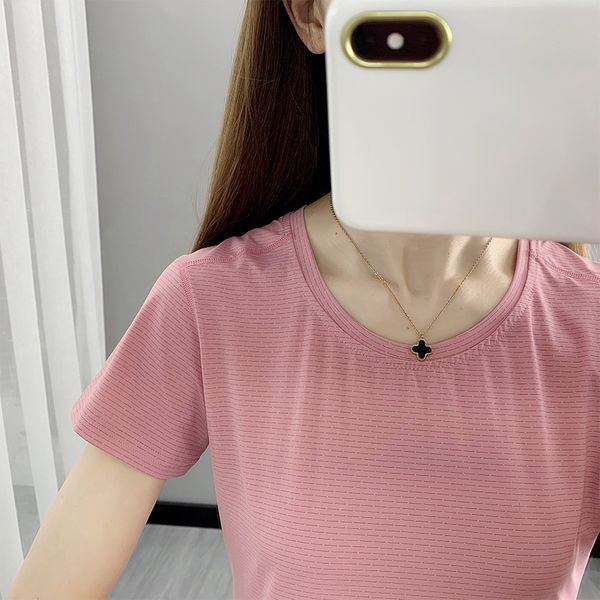 

2021 ice silk short sleeve t-shirt men's summer sports running fast drying clothes fitness women's short sleeve t-shirt, Black;brown