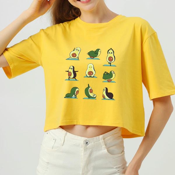 

women's t-shirt kawaii avocado tshirt cotton pink crop for petite women summer harajuku shorts sweet girls japanese style y2k shirt, White
