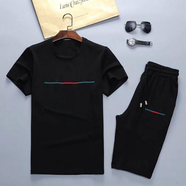 

summer mens sportswear sets t-shirt+shorts tracksuit men suits two pieces casual men short sleeve tracksuit angels palm man clothing, Gray